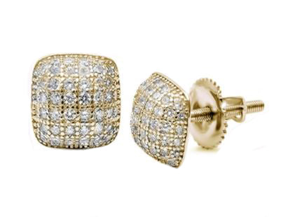 Sterling Silver Princess Cut Micro Pave CZ Stud Earrings