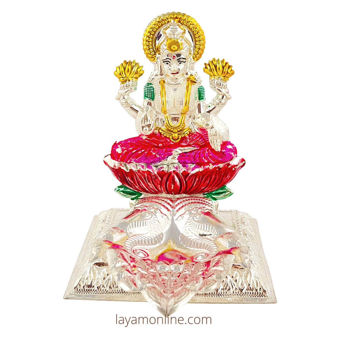 Silver Lakshmi diyam Silver idol deepam, Silver fancy deepam