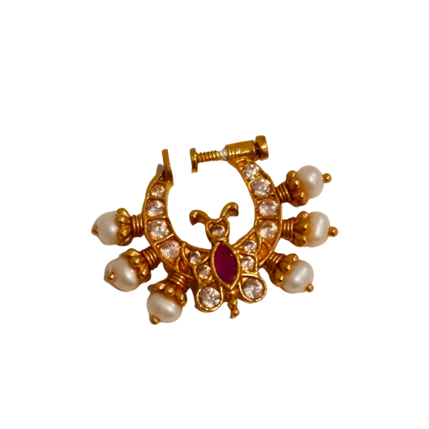 Mehyanthiyana-Silver kundan Nose Pin