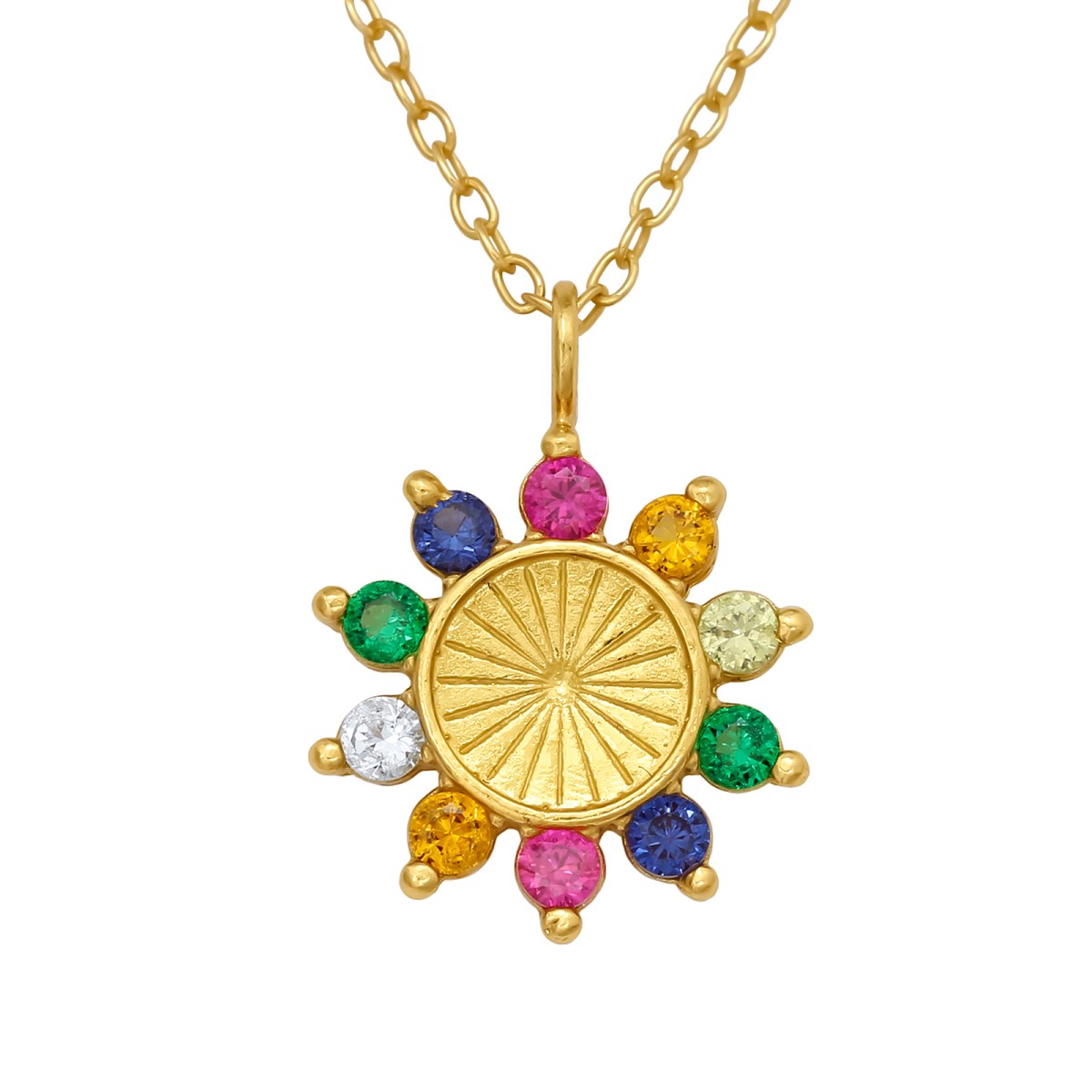 Silver Flower Necklace with Cubic Zirconia