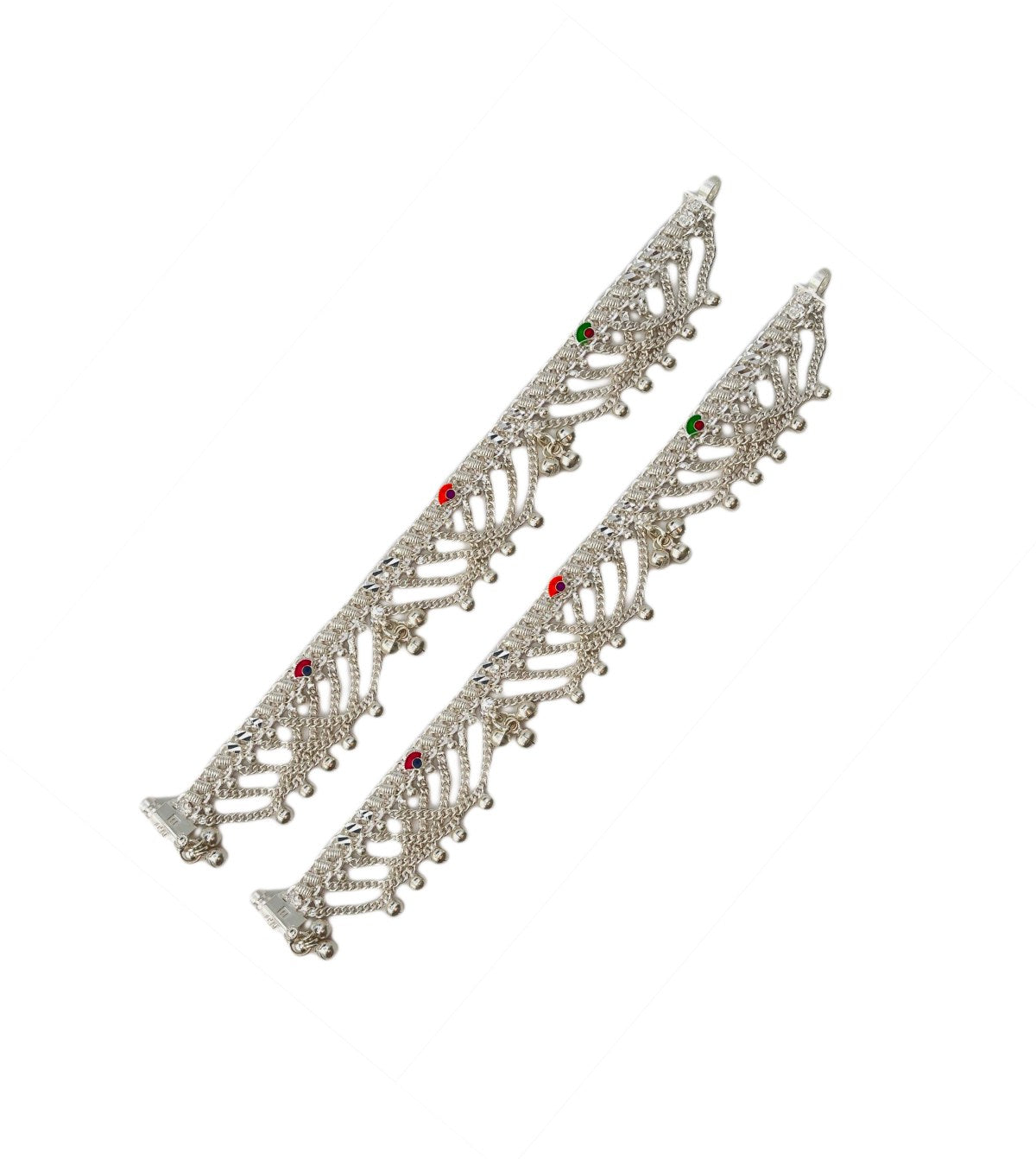 Layered Chain 3 Cluster Jingle Anklets 8.5 Inches-1 Pair