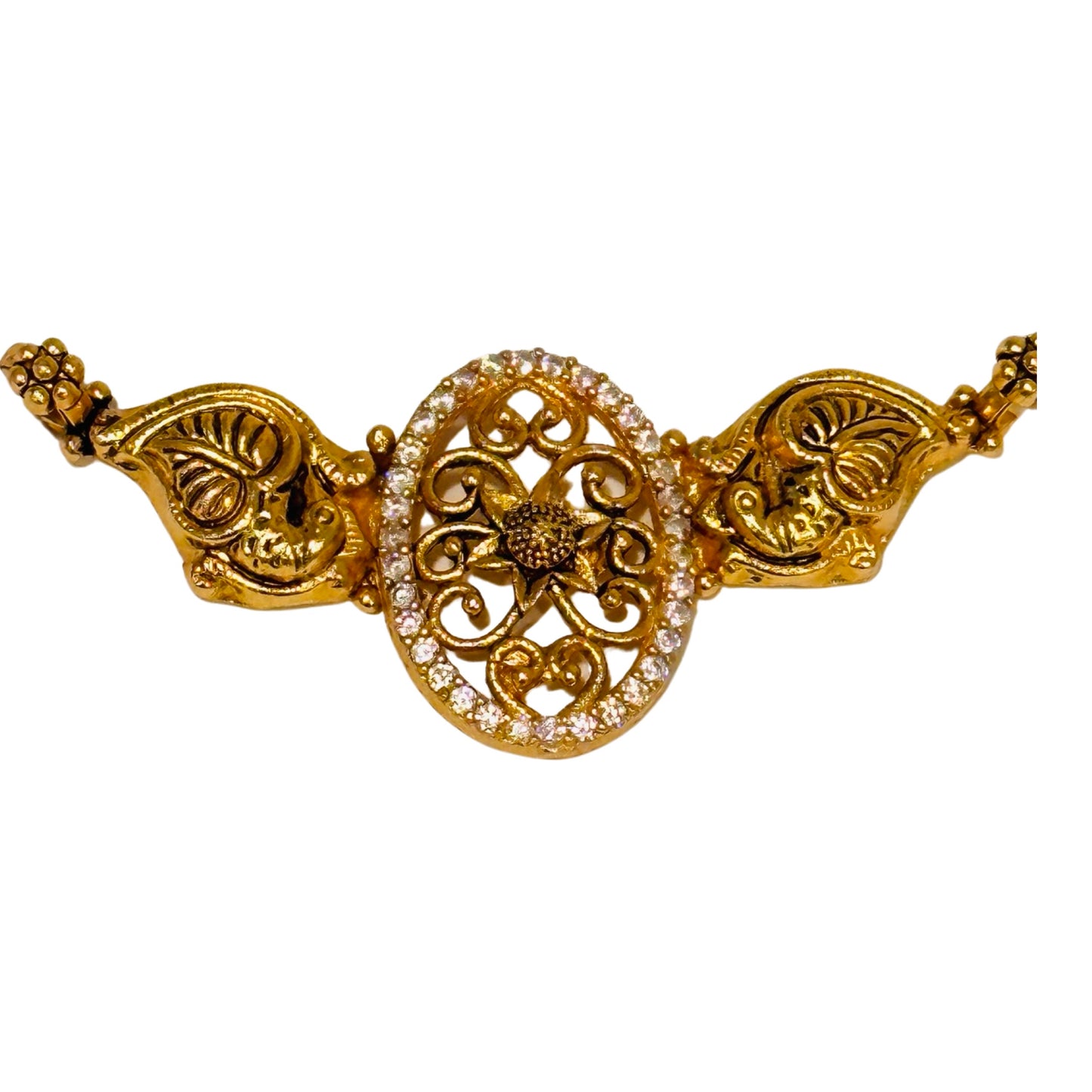 Varnika Antique Gold Silver Kundan Pendant