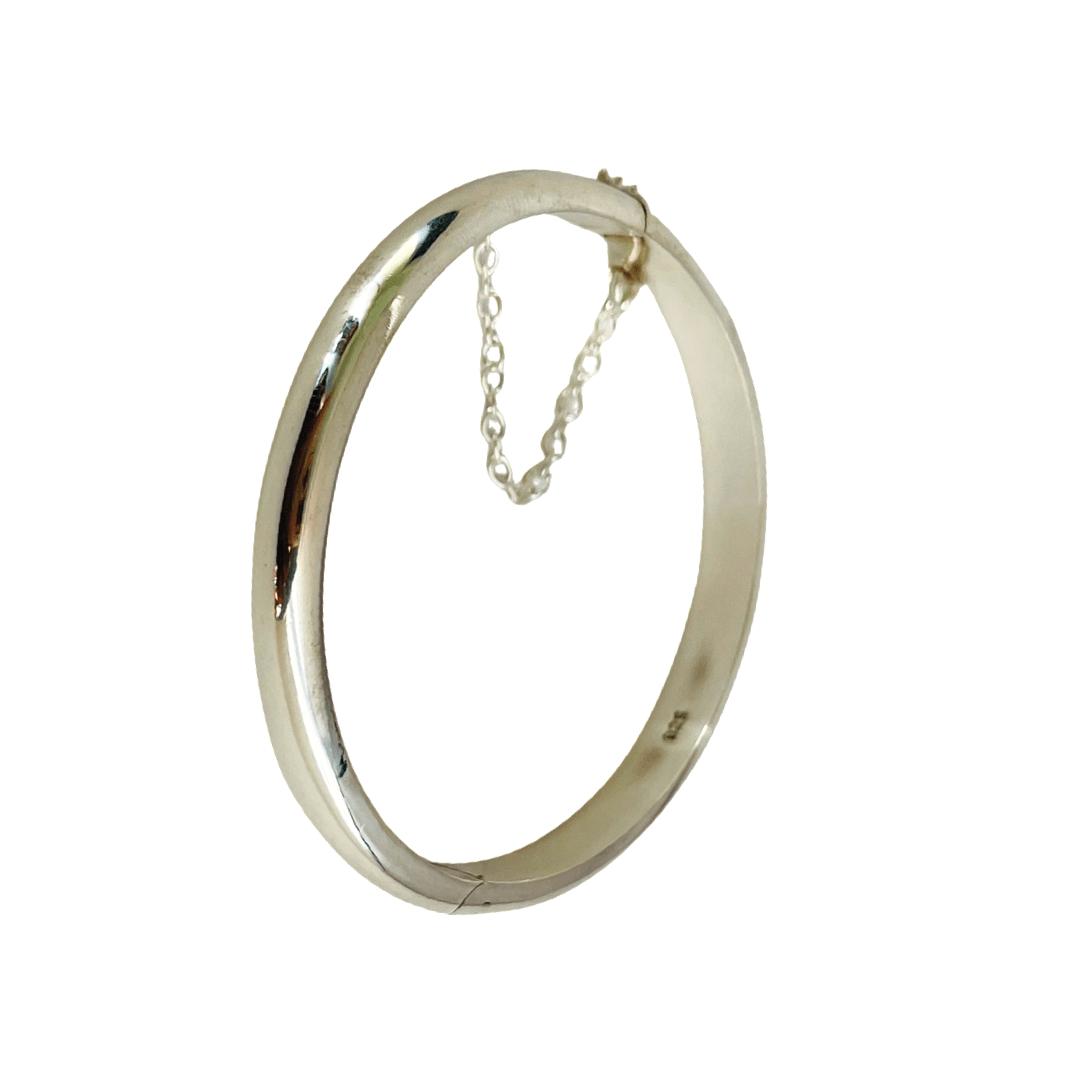 Silver Kids Plain Open Bracket Bangle Bracelet
