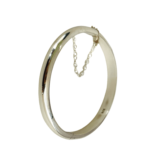 Silver Kids Plain Open Bracket Bangle Bracelet