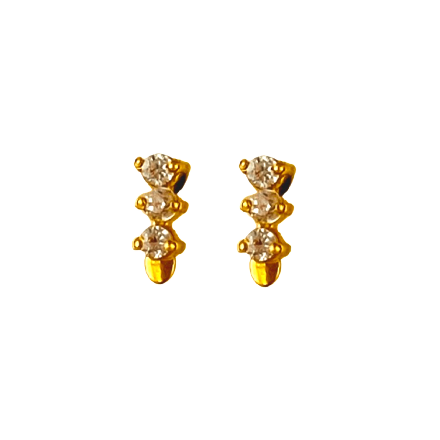 22KT Gold White Signity Stud Earrings