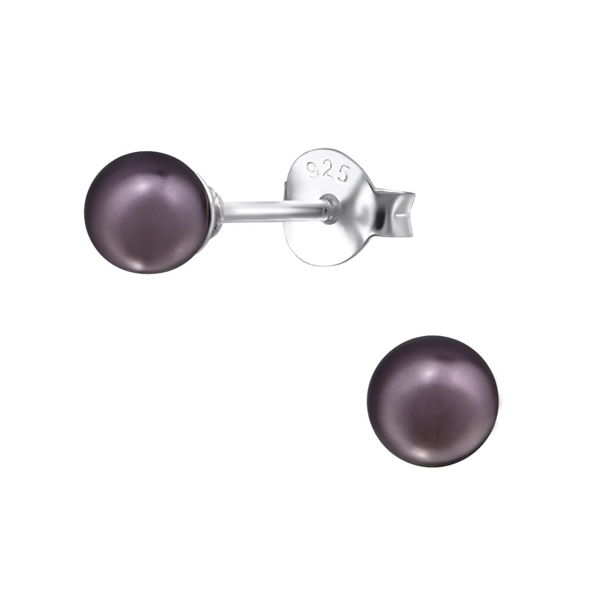 Glass Pearl Stud Earrings 4mm