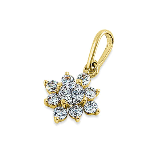 14KT Gold CZ Flower Pendant