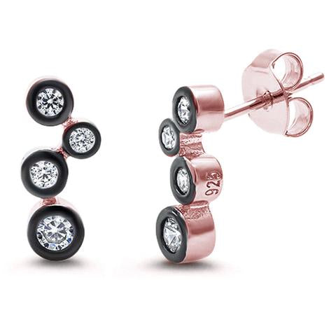 Sterling Silver Rose Gold Plated Cubic Zirconia Earrings