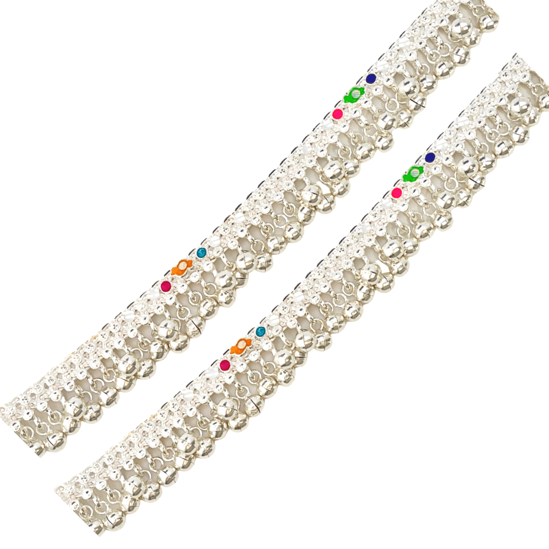 Crossover Dots Multi Jingle Anklets 8 Inches -1 pair