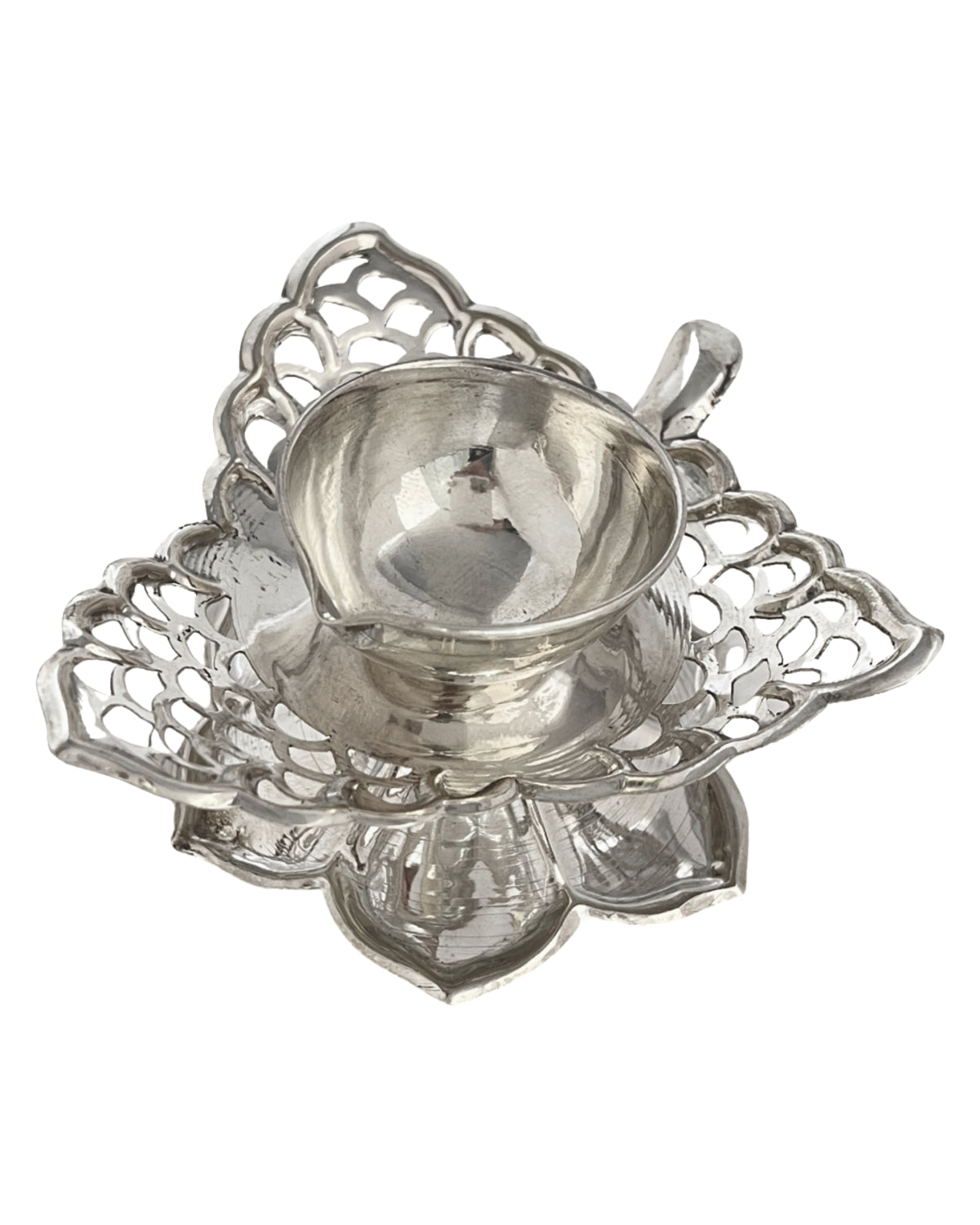 silver diya, Silver Decorative diya, Silver Single threader diya