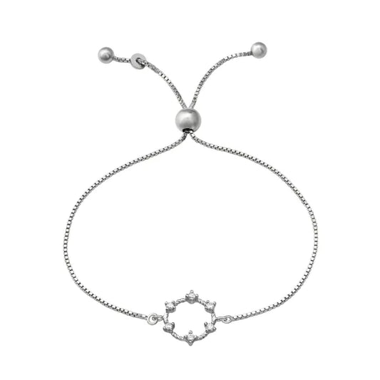 Silver Wreath Adjustable Bracelet with Cubic Zirconia