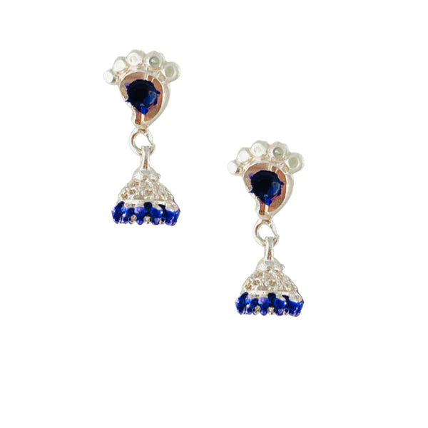 Silver Screw Back Tiny Jumkha Earrings - Purple