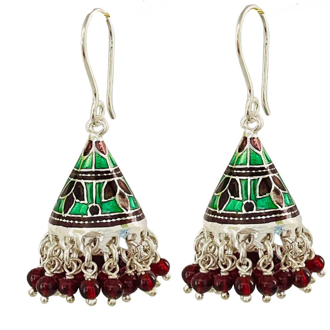 Silver Pink CZ Tear Drop Hook Earrings