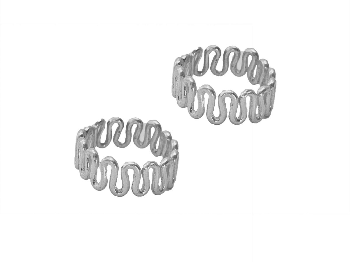 Silver Flat Curvy Round Toe rings