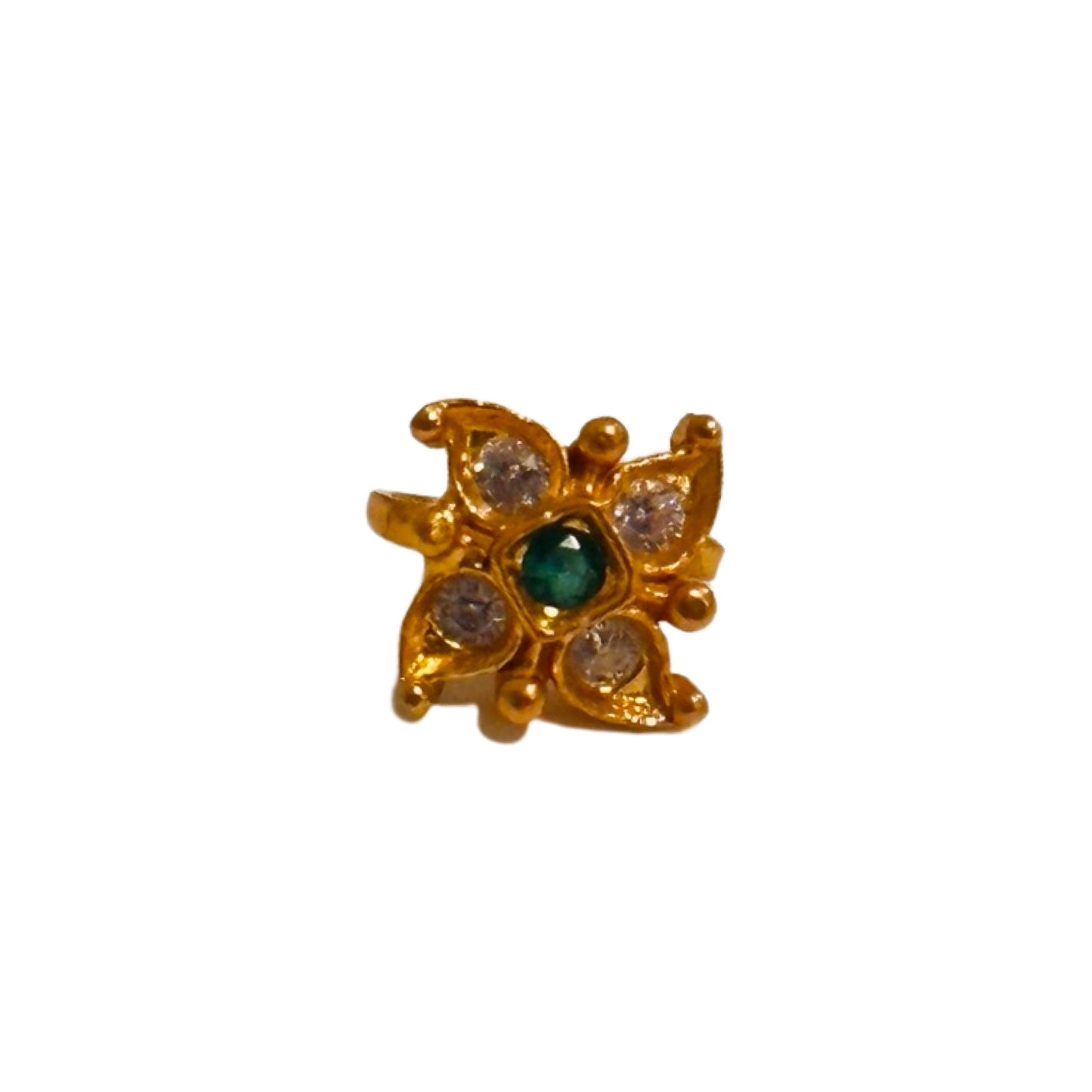 Anthiyana-Silver kundan Nose Pin