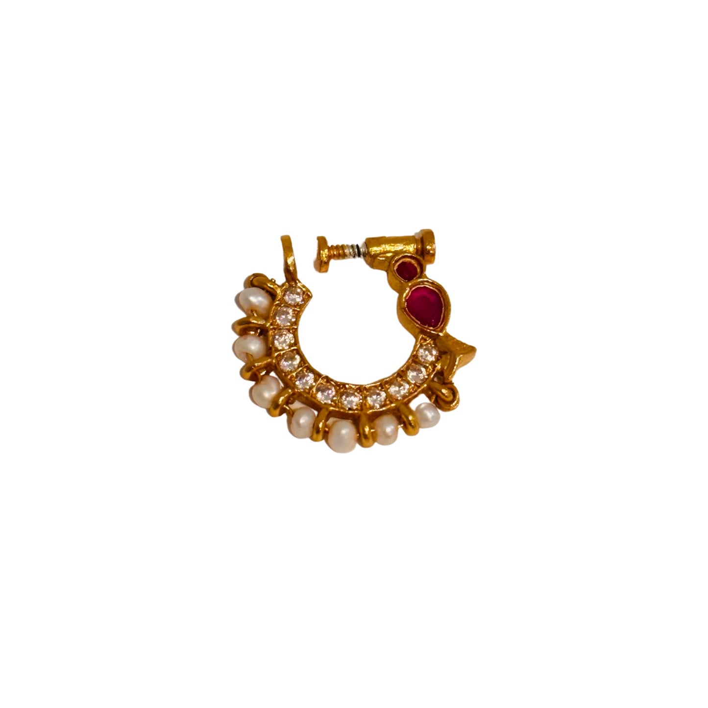 Mrithayana-Silver kundan Nose Pin