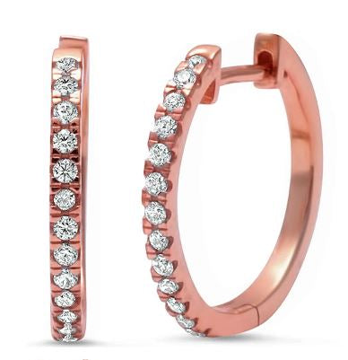 Rose Gold Plated CZ Hoop Earrings