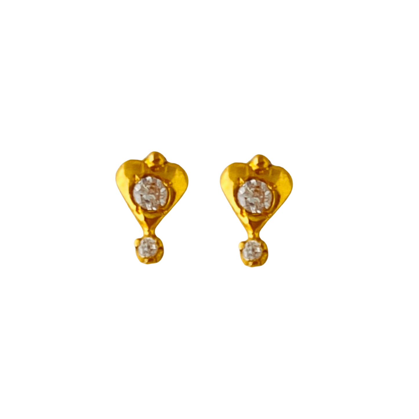 22KT Gold White Heart Stud Earrings