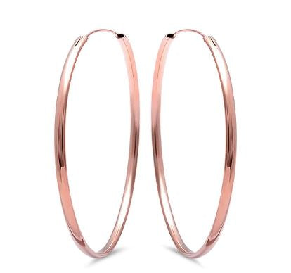 Rose Gold Plated Plain Silver Hoop Earrings