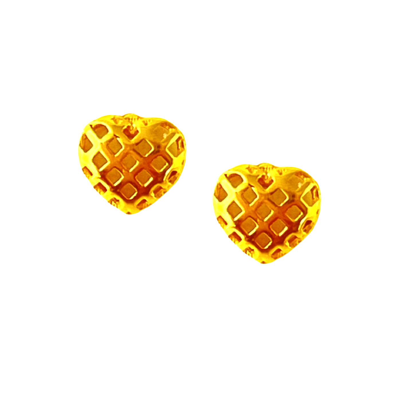 18KT Gold Heart Mesh Stud Earrings