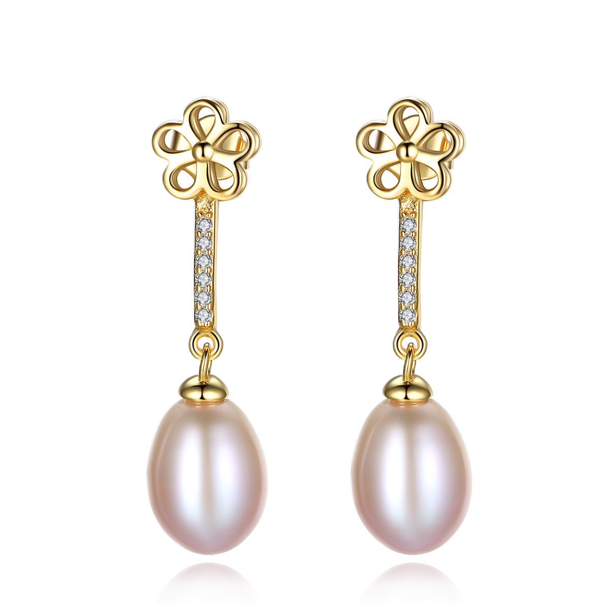 Yellow Gold Plated On 925 Sterling Silver Nora Drop Earrings