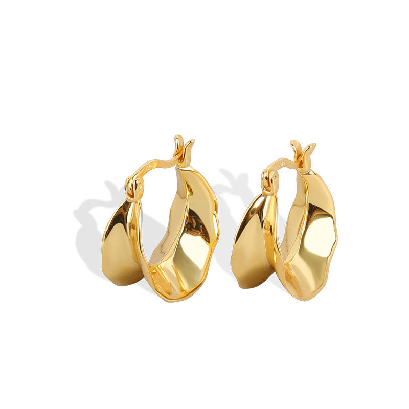 Yellow Gold Plated On 925 Sterling Silver Blake Hoop Earrings