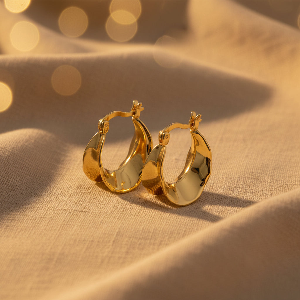 Yellow Gold Plated On 925 Sterling Silver Blake Hoop Earrings