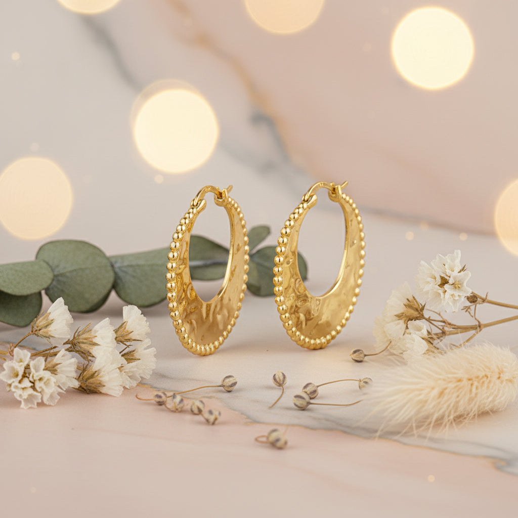 Yellow Gold Plated On 925 Sterling Silver Lilith Hoop Earrings