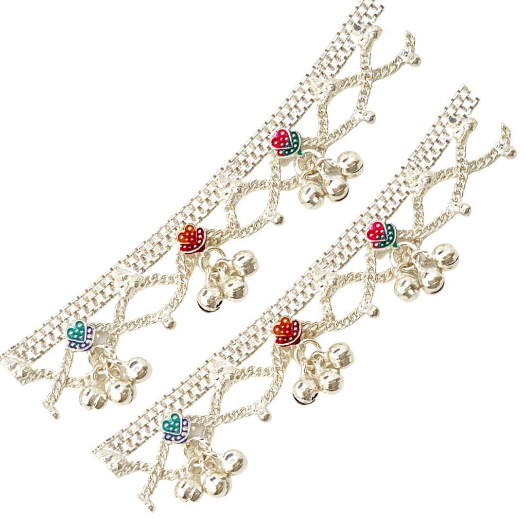 Layered Chain 3 Cluster Jingle Anklets 5 inches