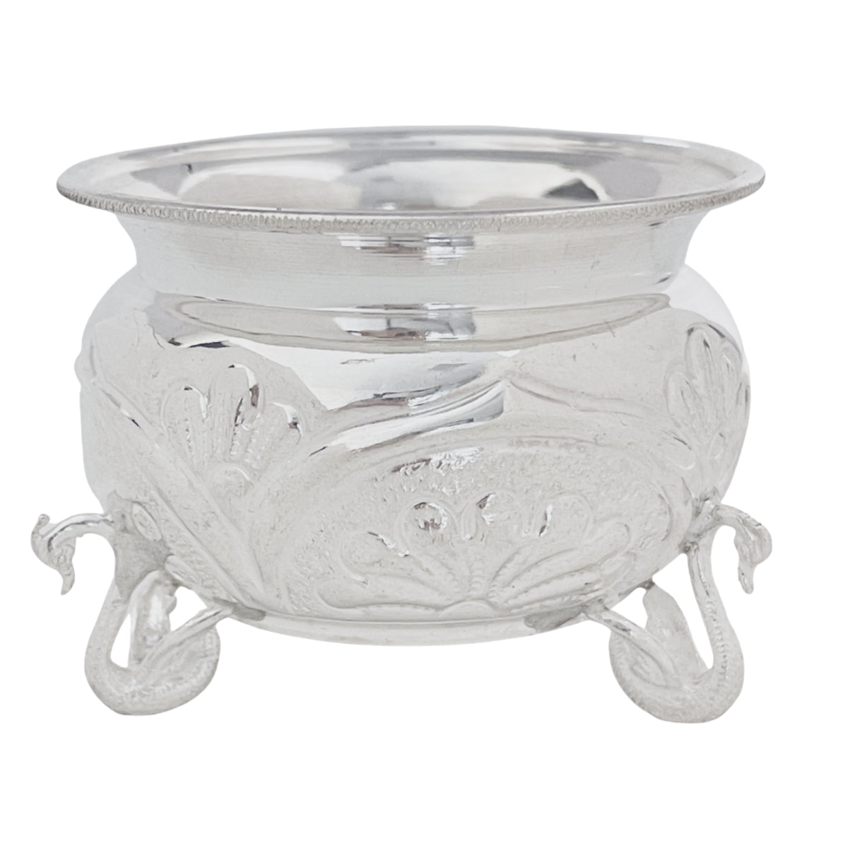 Silver Nakshi Chandan Cup With Swan Base