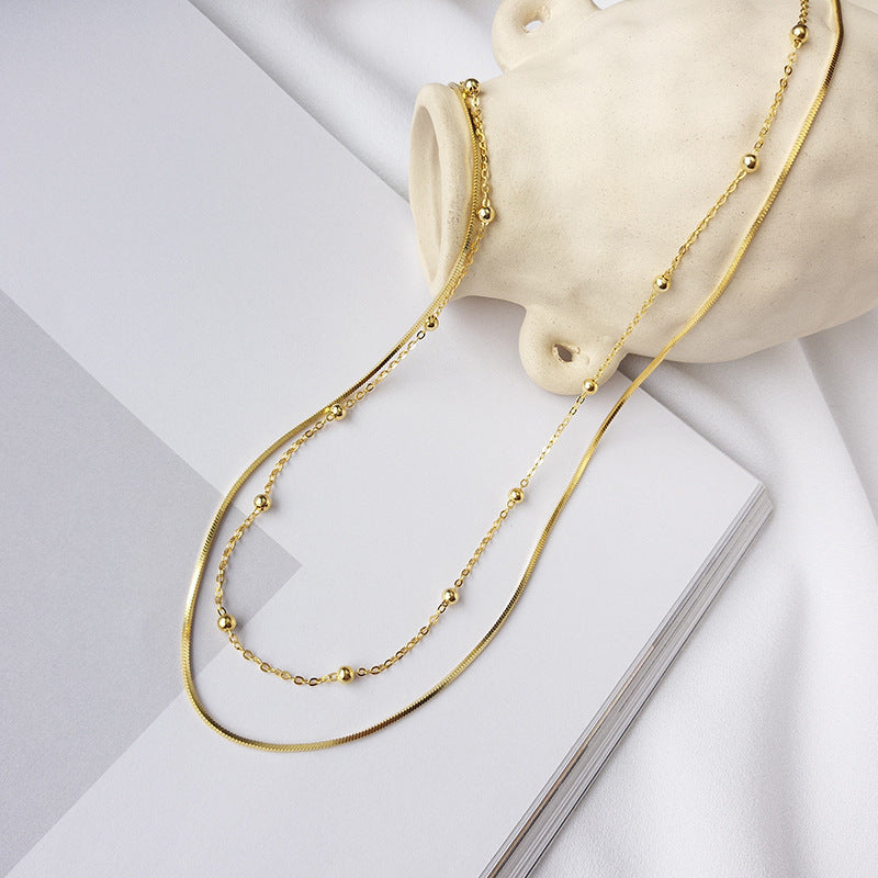 Gold Plated Silver Layered Chain Necklace