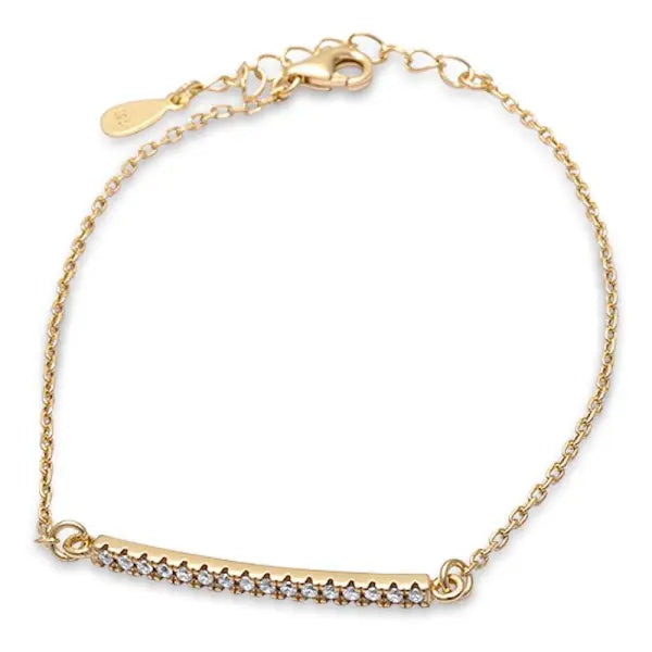Micro Pave CZ Bar Silver Bracelet
