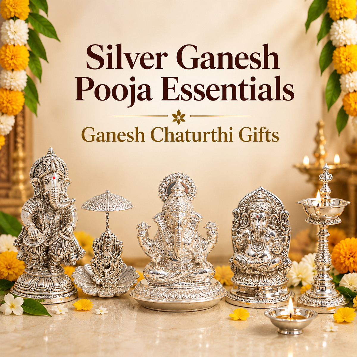 Silver Ganesh Pooja Essentials & Ganesh Chaturthi Gifts