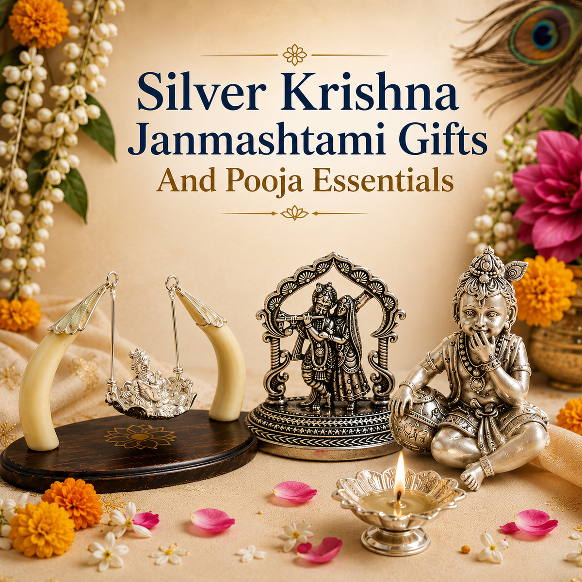Silver Krishna Janmashtami Gifts And Pooja Essentials