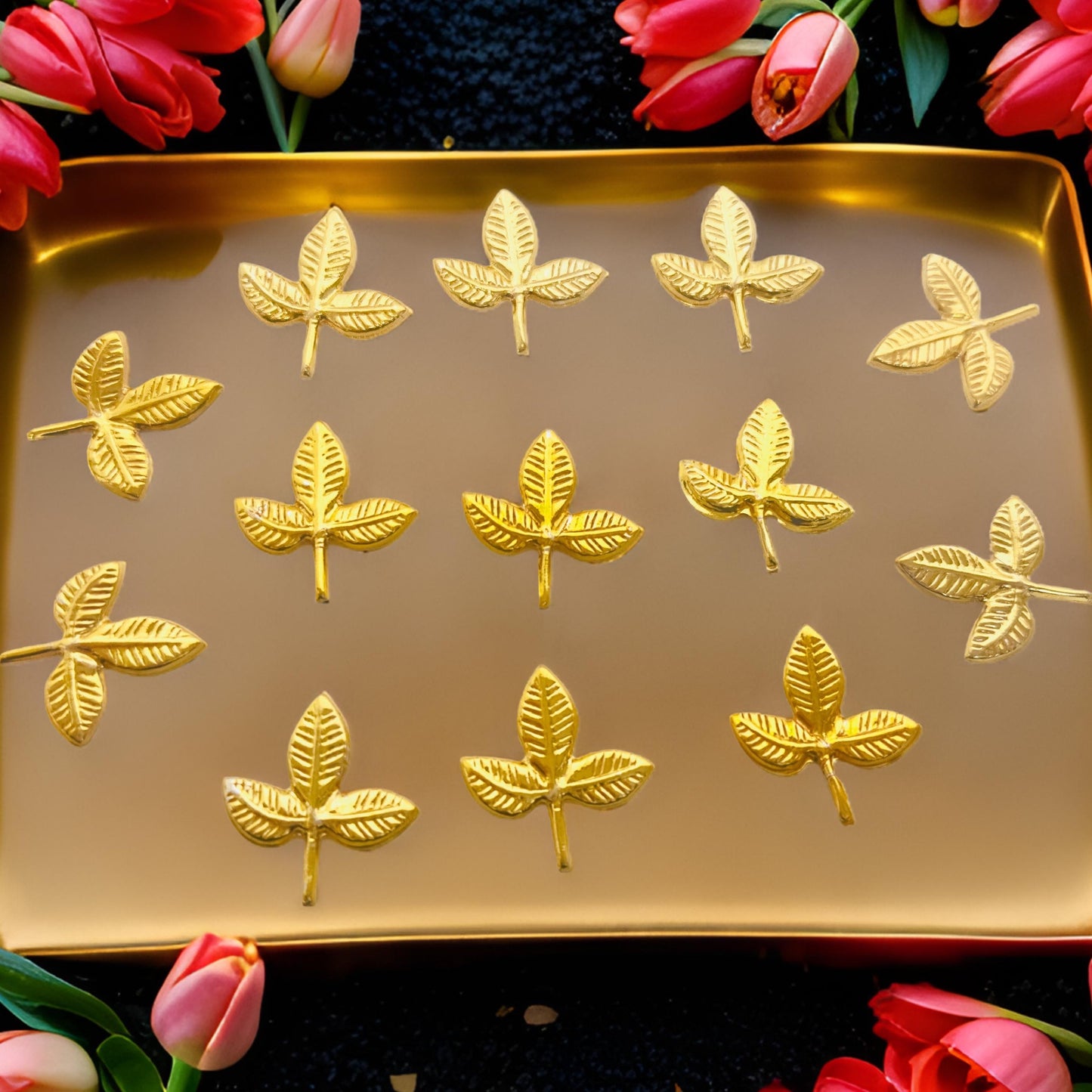 Gold Plated Silver Vilva Flowers 54 PCS