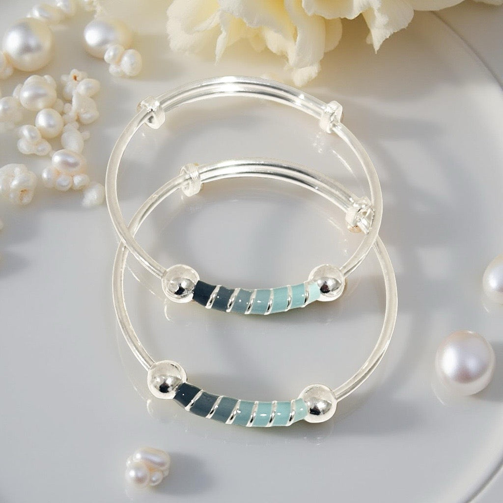 925 Silver Emma Enamel  Baby Bangle