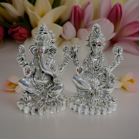 999 Silver Krupa Lakshmi Ganesh Idol