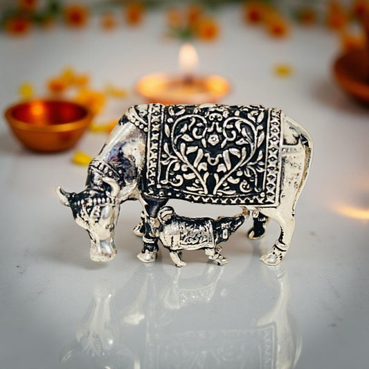 925 Silver Antique Cow and calf
