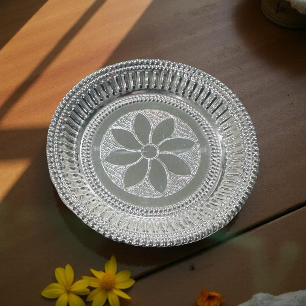 Reema Silver Nakash Plate 3.2 Inches