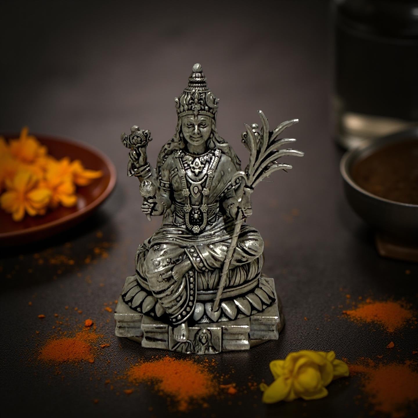 925 Silver Antique Raja Rajeshwari 3D Idol- 2.2 inches