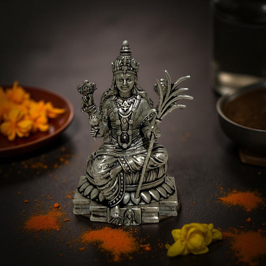 925 Silver Antique Raja Rajeshwari 3D Idol- 2.2 inches