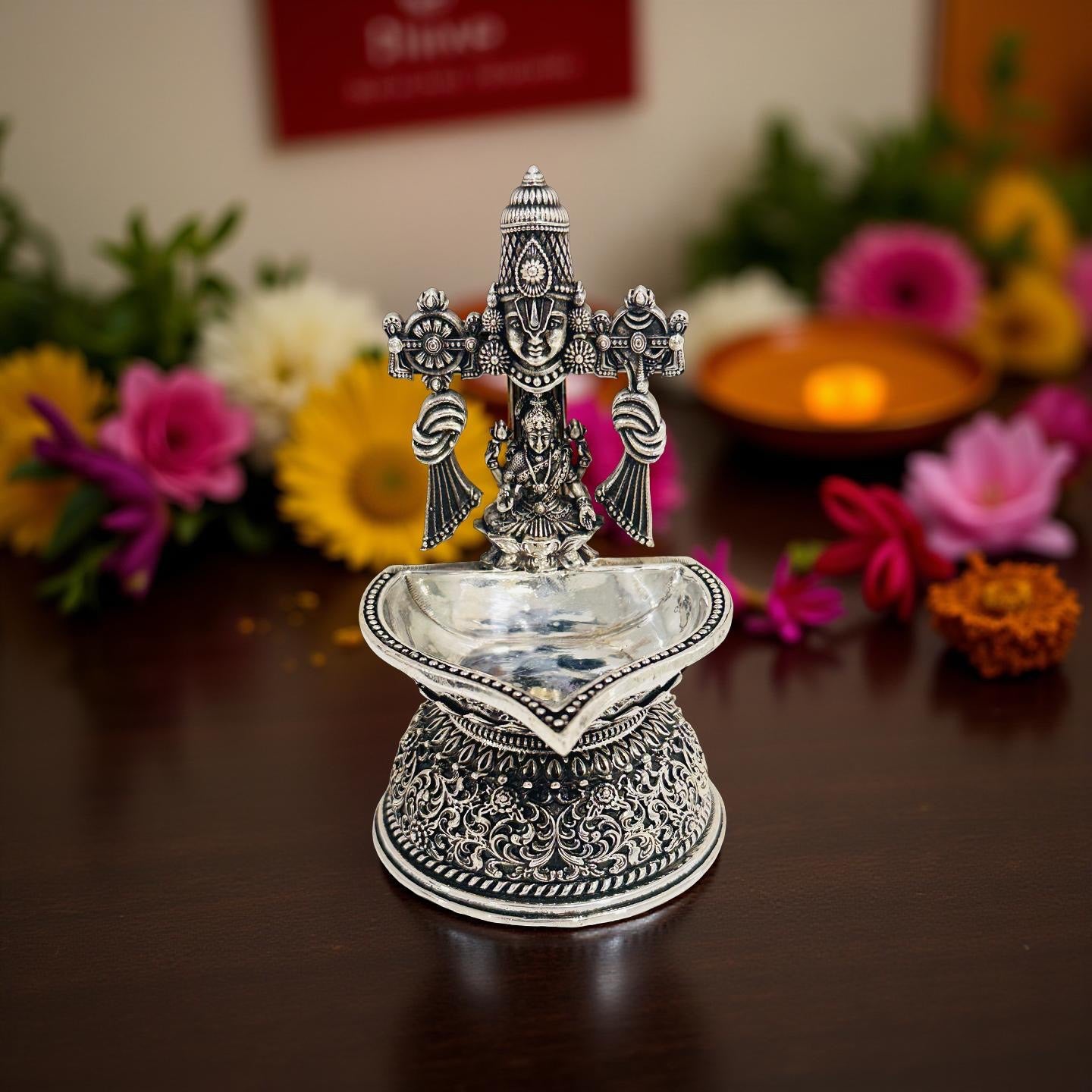 925 Silver Antique Lakshmi Tirupati Balaji  Lamp