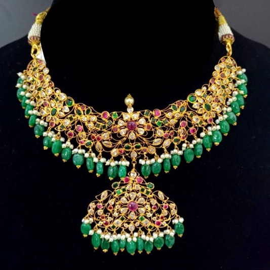 22KT Gold Anvika Necklace and Earrings Set
