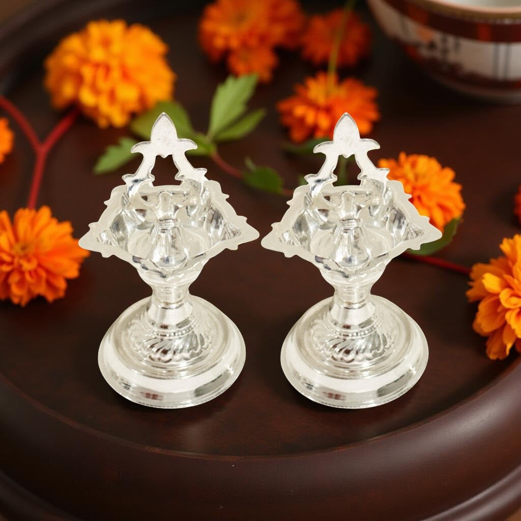 Silver Plain Nakash Deepam 3 Inches