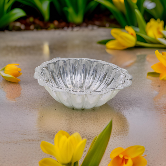 925 Silver Floral Prasad Cup