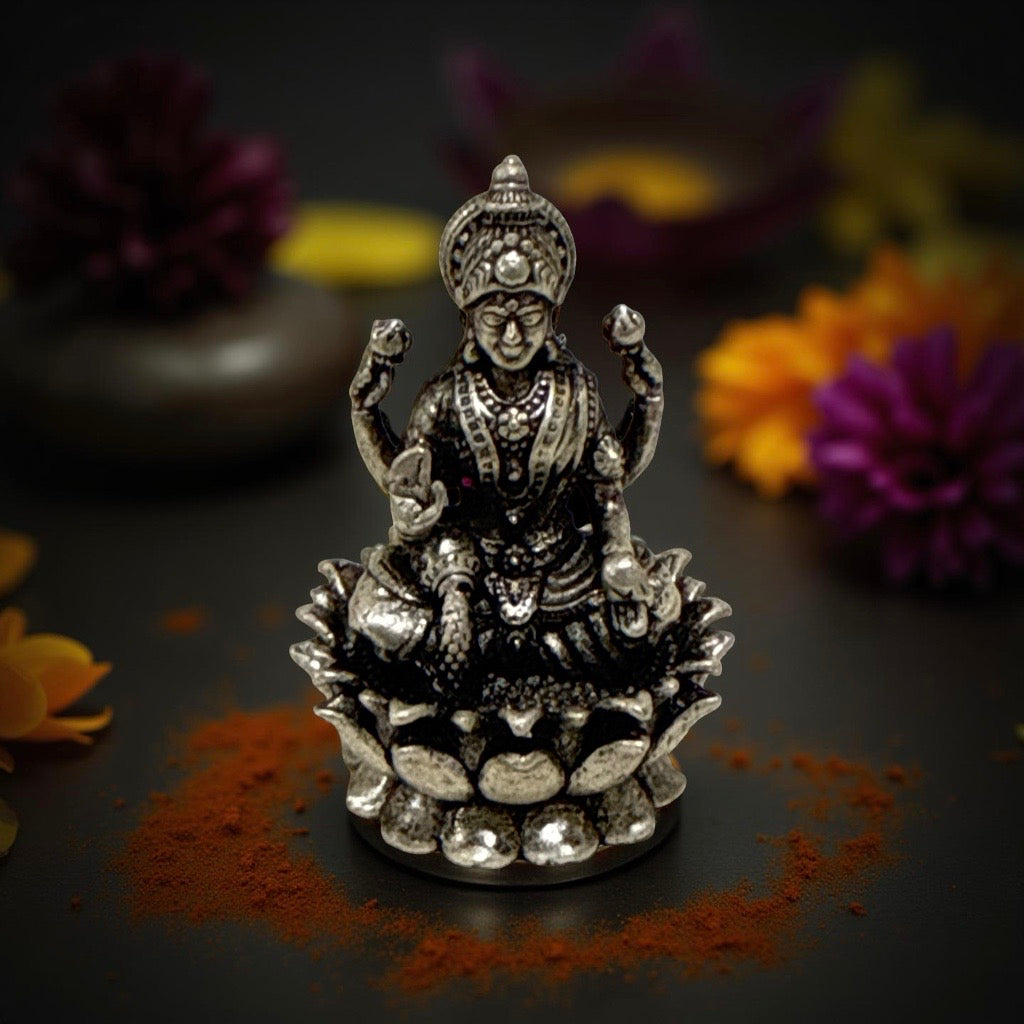 925 Silver Antique Lakshmi 3D Idol- 1.2 inches