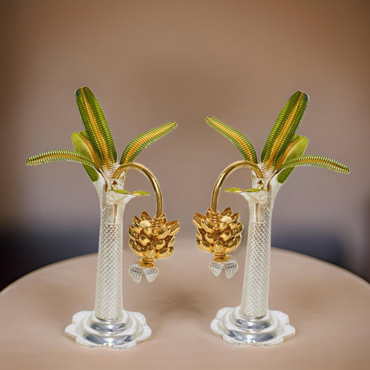 Silver Enamel Banana Tree