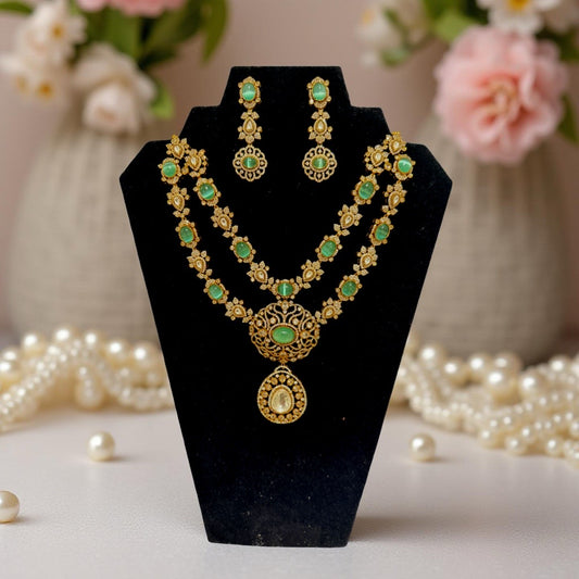 Swetha Two Layer Victorian Necklace and Earrings Set