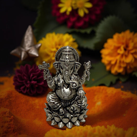 925 Silver Antique Ganesh 3D Idol- 1.5 inches