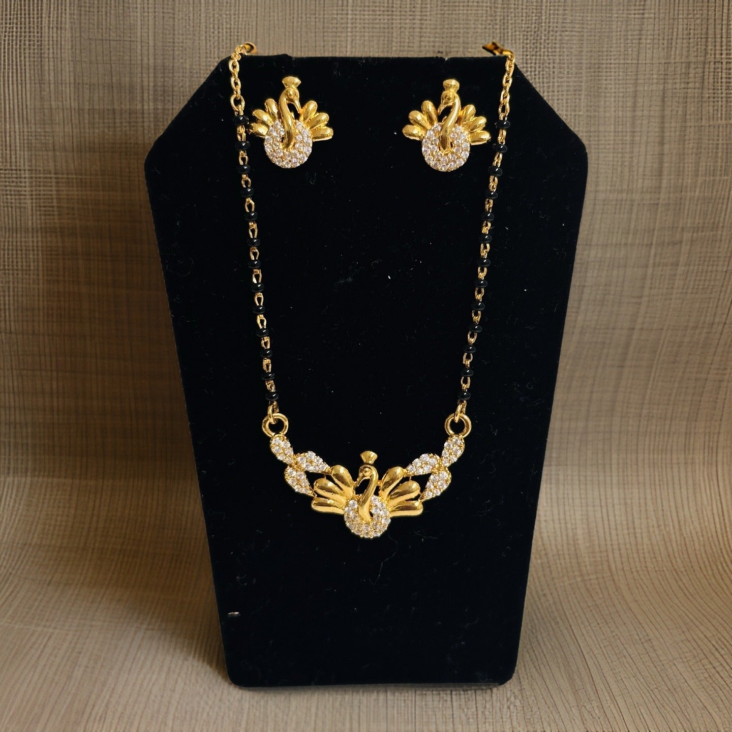 Mayura Mangal Sutra Necklace and Earrings Set